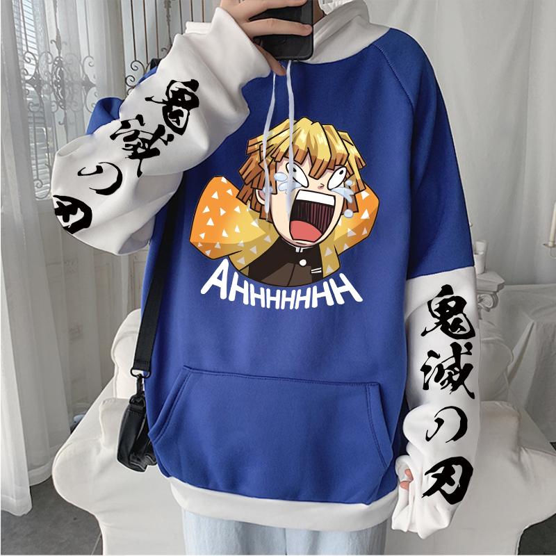 Япония Аниме Убийца Демонов Агацума Зеницу Забавный Принт С Капюшоном Мужские Женские Толстовки Kimetsu No Yaiba Свитшот Harajuku Уличная Одежда