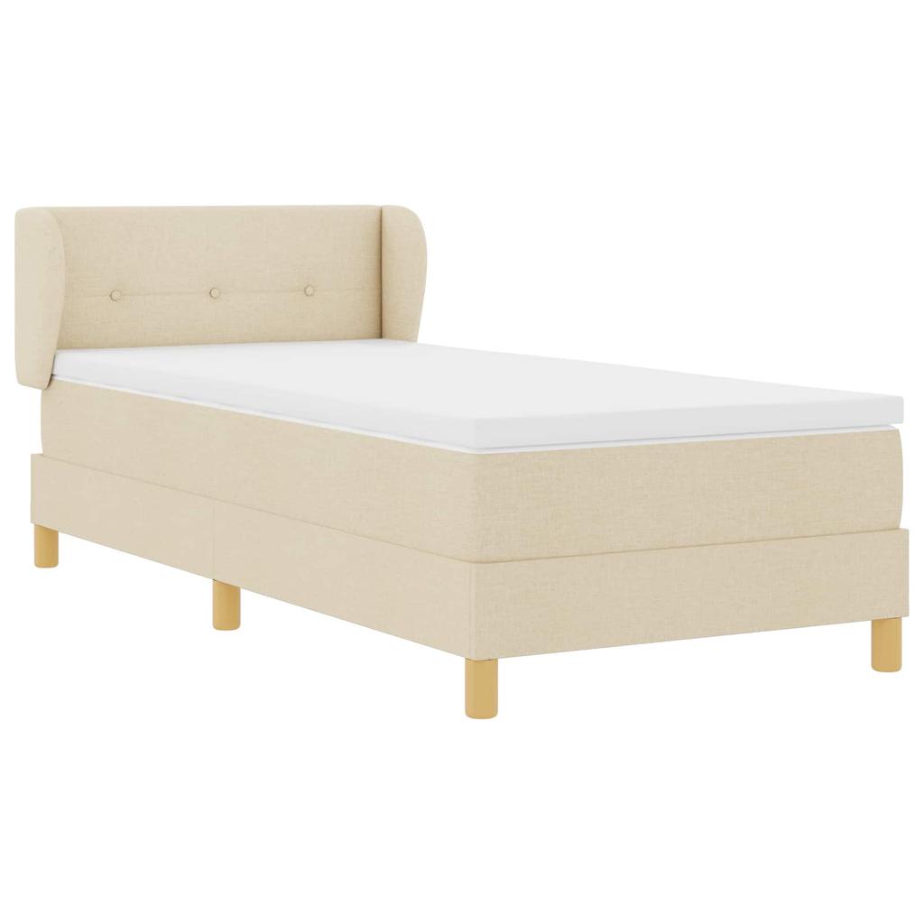 Boxspring Bed with Headboard Cream 80 x 200 cm Fabric