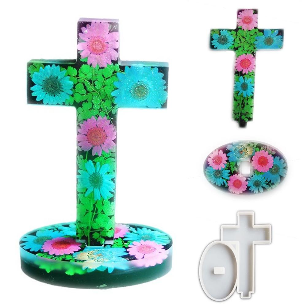 Crossed Silicone Molds Plaster Molds Resin Cross Shape Resin Creative Base With Silicone Castin R1J6