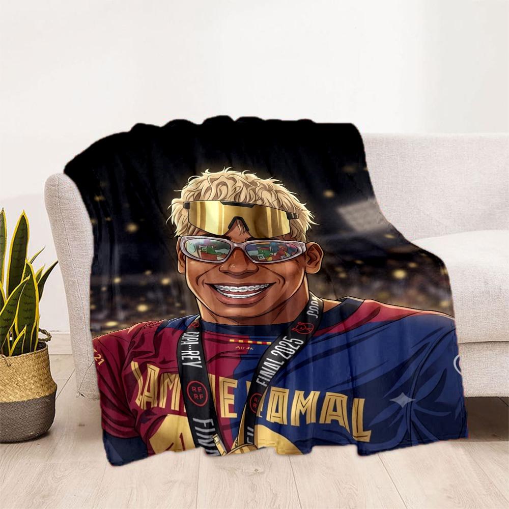 Lamine Yamal's Barcelona Football Player Celebration Blanket Soft Warm Cozy Suitable for Picnics Bed Couch Four Seasons Universal Playful Design