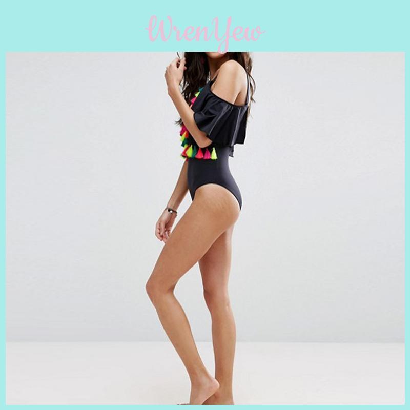 Enchanting Black Sexy Deep V One Piece Swimsuit Bikini Retro Bodysuit For Women