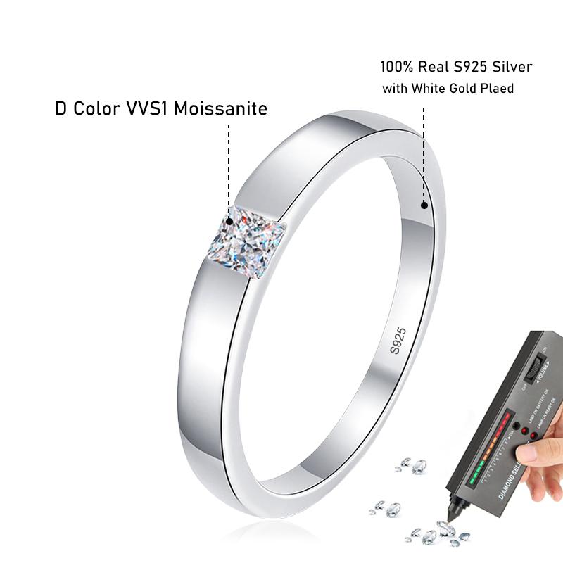 Tezzc Moissanite Wedding Party Ring for Women Men Sterling Silver with Gold Plated Lab Diamond Rings with Certificates