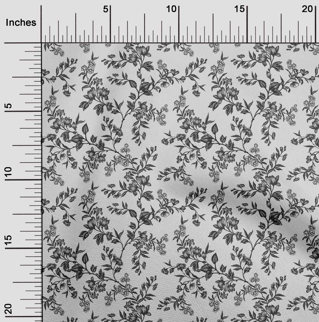 oneOone Cotton Flex Light Gray Fabric Floral Diy Clothing Quilting Fabric Print Fabric By Yard 40 Inch