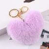 Plush Love Heart Keychain Soft Fluffy Lightweight Girls Car Key Ring Holder Handbag Backpack Decoration Pendant Birthday Gift