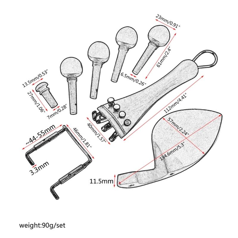 Подбородник Смычок Струнодержатель Колки Черный Подбородник для 4/4 Скрипки Замена