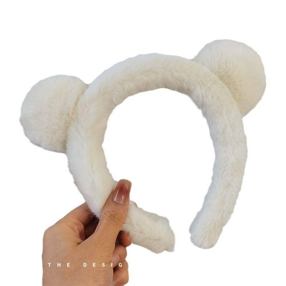 Нескользящие плюшевые резинки для волос с медвежьими ушками, обруч для волос, головной убор, повязка на голову, женские