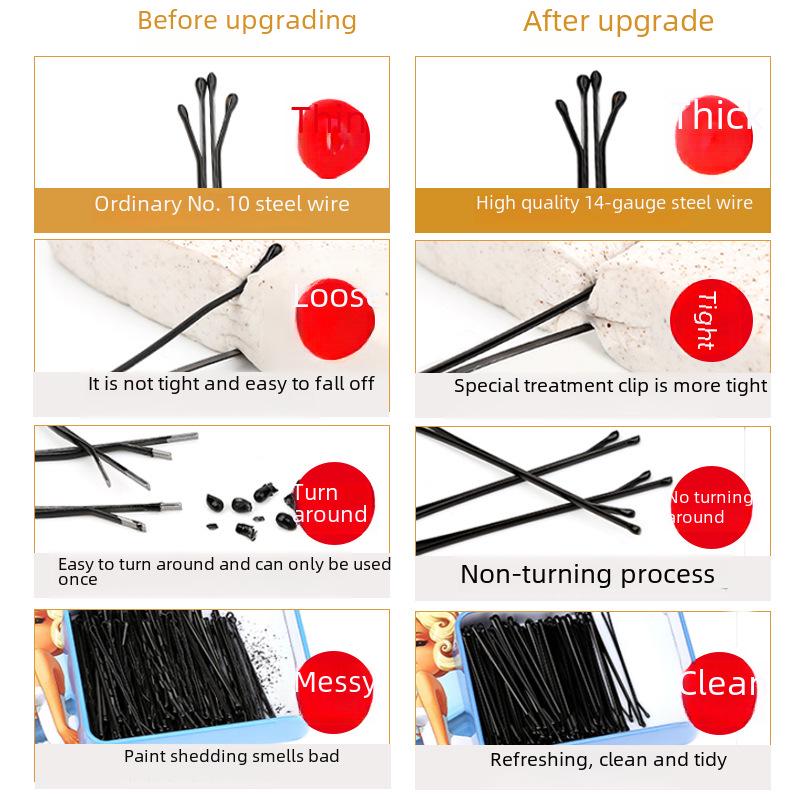 Одинарная черная шпилька-зажим для челок и высоких причесок