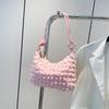 New Fashionable Versatile Pleated Bag Cream Bubble Grid Armpit Bag Fresh Women's Shoulder Bag