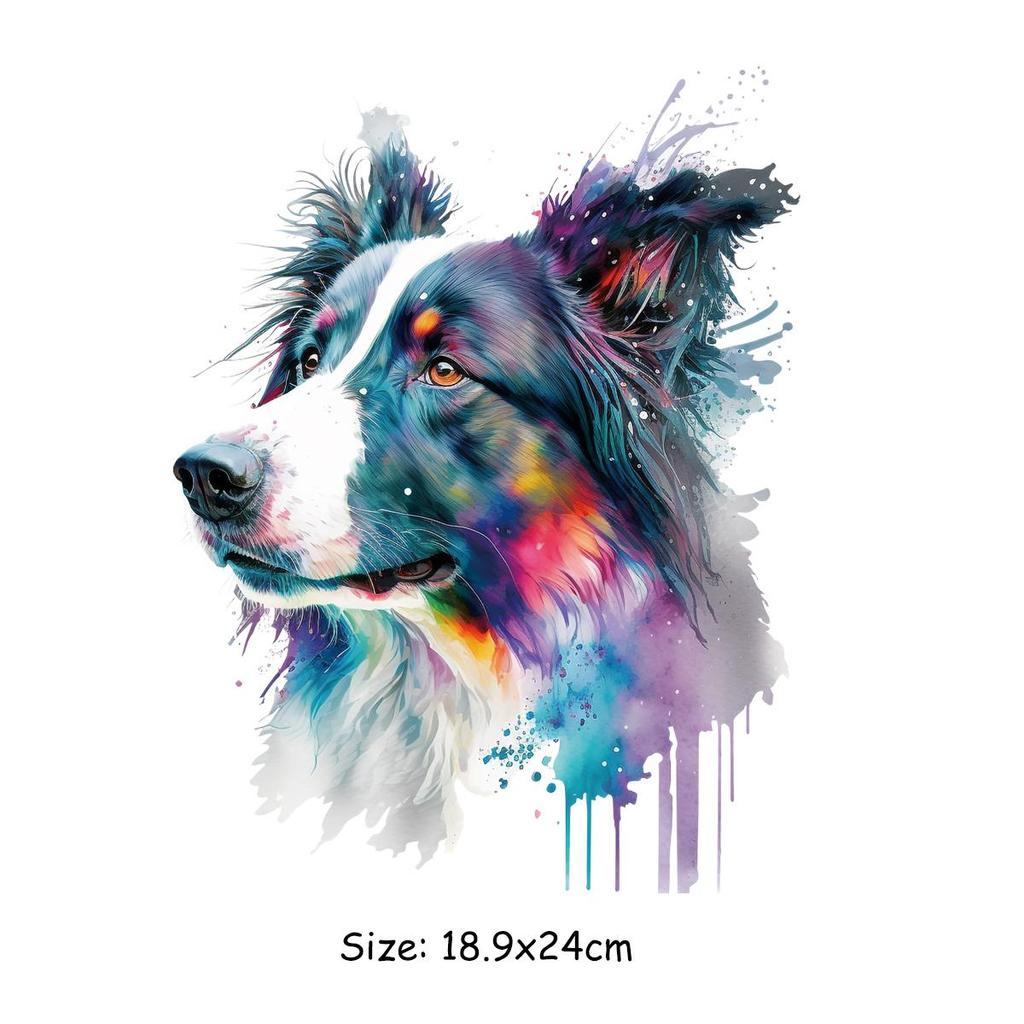 1pc Colorful Dog Heat Transfer Sticker, DIY Iron-On Decals For Clothes, T-Shirt Making, Pillow Decorating, Clothing Supplies & Appliques