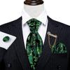 Barry.Wang Mens Ascot with Brooch Floral Jacquard Silk Cravat Tie Hanky Cufflinks Set