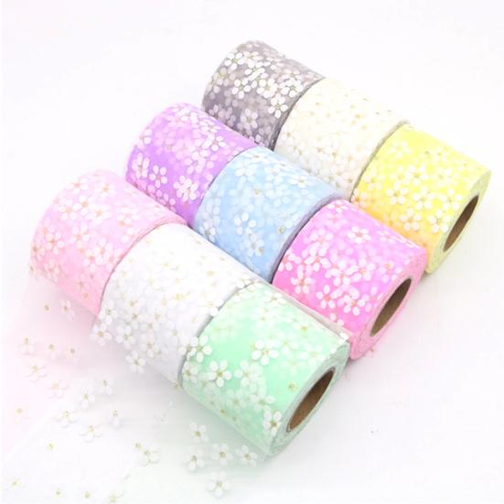 1 Roll 25Yards Webbing Ribbon Soft-touching Durable Decorative Compact Lace Floret Tulle Ribbon Clothing Accessories for Home