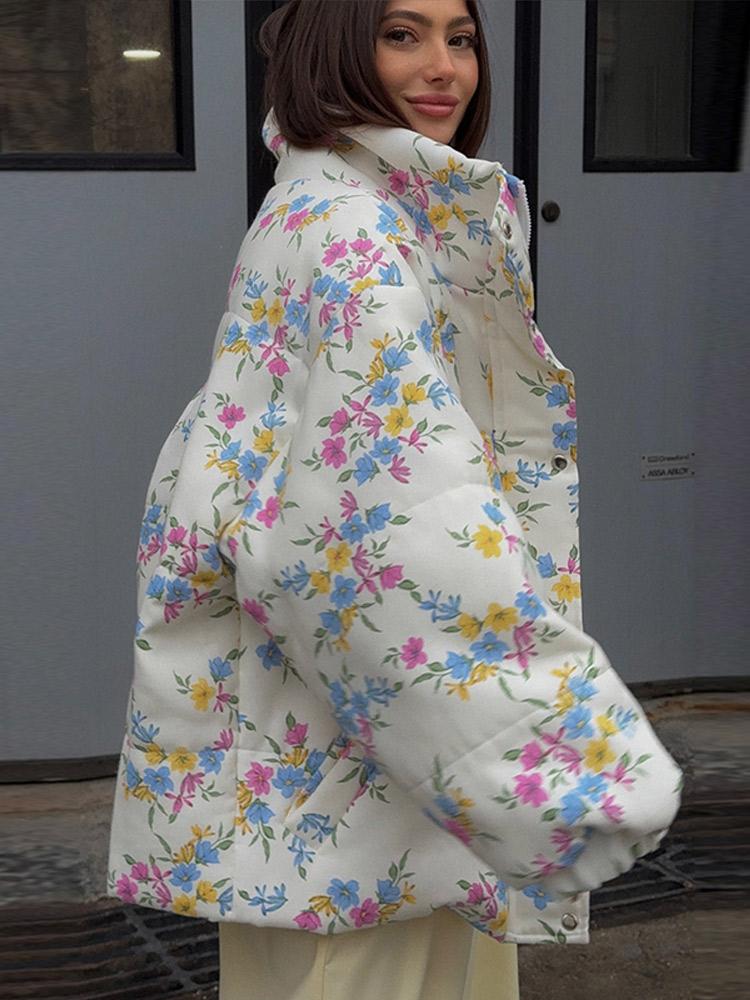 Женская теплая куртка с хлопковым наполнителем Женская тонкая пуховая куртка Женская куртка с лацканами на молнии с принтом модный стиль осень и зима