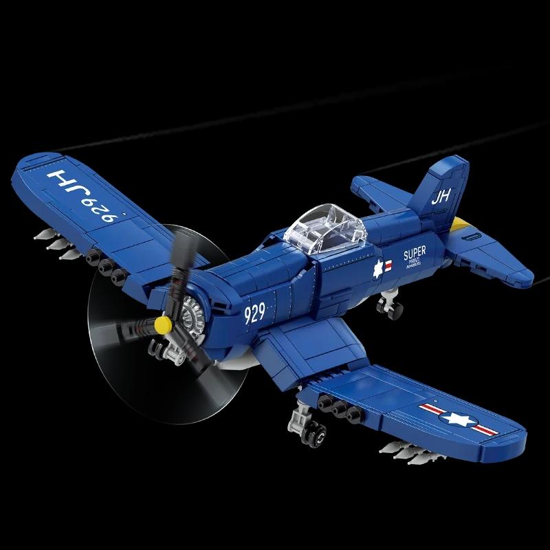 World War Military F4U Corsair Carrier-based Fighter Aircraft Collection Building Blocks Bricks Model Children's Toy Gifts