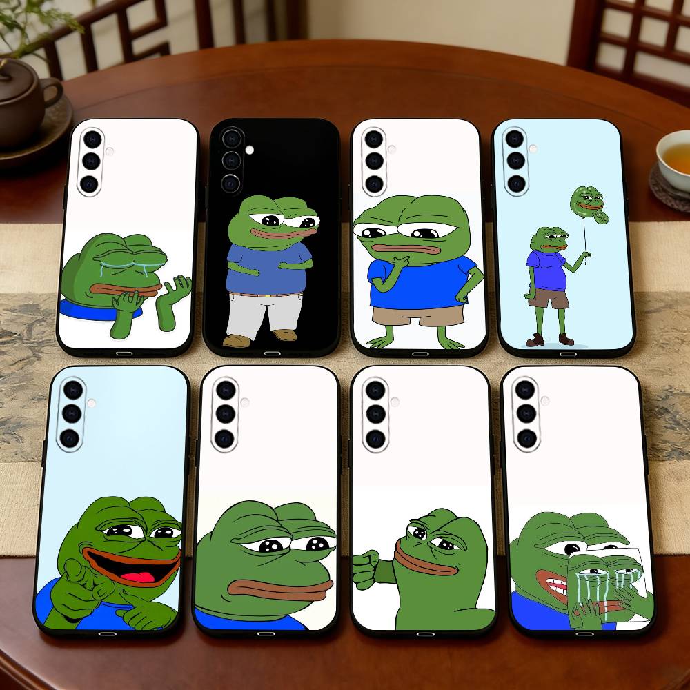 Чехол для телефона с мемом "Грустная смешная лягушка" для Samsung Galaxy A73, A72, A71, A70, A53, A52, A51, Других, Мягкий черный чехол