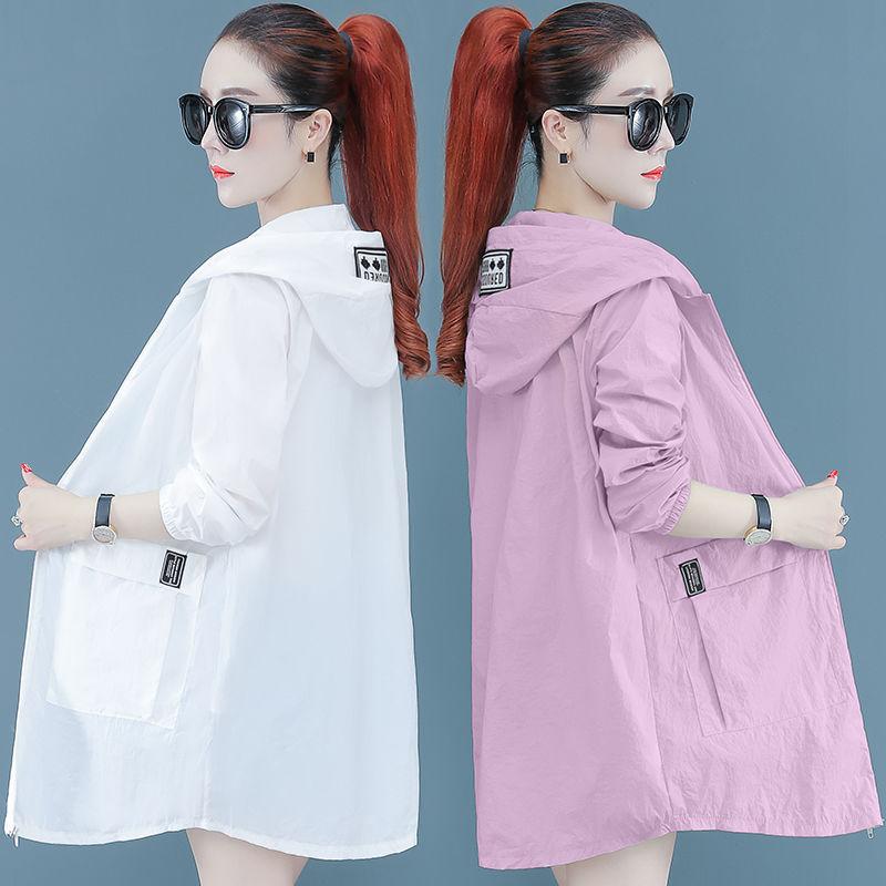 Солнцезащитная одежда женская тонкая средней длины большого размера свободная дышащая анти-ультрафиолетовая солнцезащитная куртка