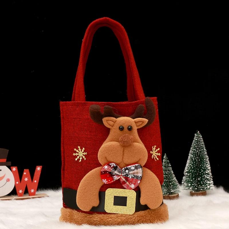 1PCS Christmas Gift Bags Handbags Tote Bags Candy Bags Snowman Bear Gift Bags Storage Bags Christmas Decoration