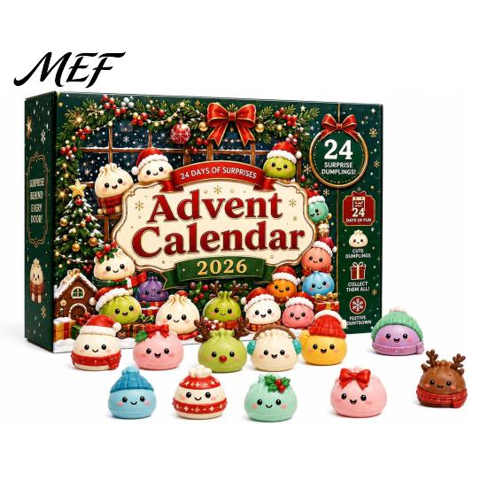 Christmas Surprise Gift Set Advent Calendar with Squeeze Toys, Cute Silicone Dumpling Figures, Countdown Stress Relief Sensory Fidget Toys for