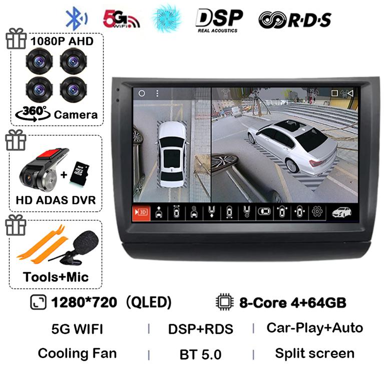 Android 14 Carplay Auto WIFI+4G автомобильное радио для Toyota Prius 20 2002-2009 мультимедийный проигрыватель GPS стерео 360 камера головное устройство аудио