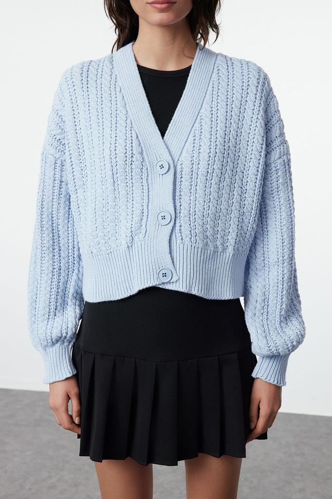 Женский элегантный кардиган, укороченный пудровый кардиган из мягкого текстурированного трикотажа