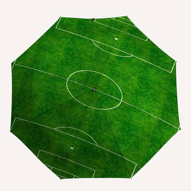 Soccer Field Themed Automatic Opening and Closing Umbrella, Brightly Colored 8-rib Portable Umbrella, Suitable for Men and Women, A Perfect