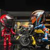 Transforming Motorcycle Rider Figurine Deformable Helmet Racing Driver Action Figure with Movable Joints Desktop Decoration Ornament