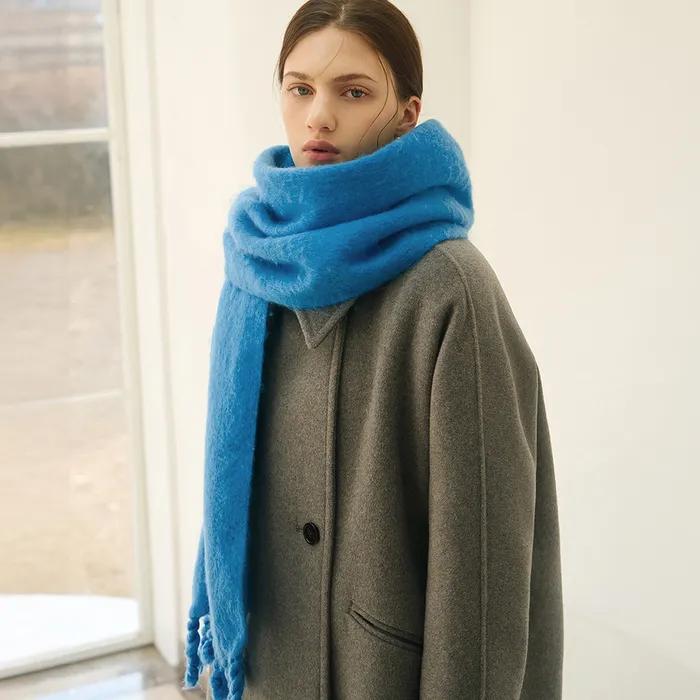 Bold Knotted Long Muffler [FRENCH BLUE]