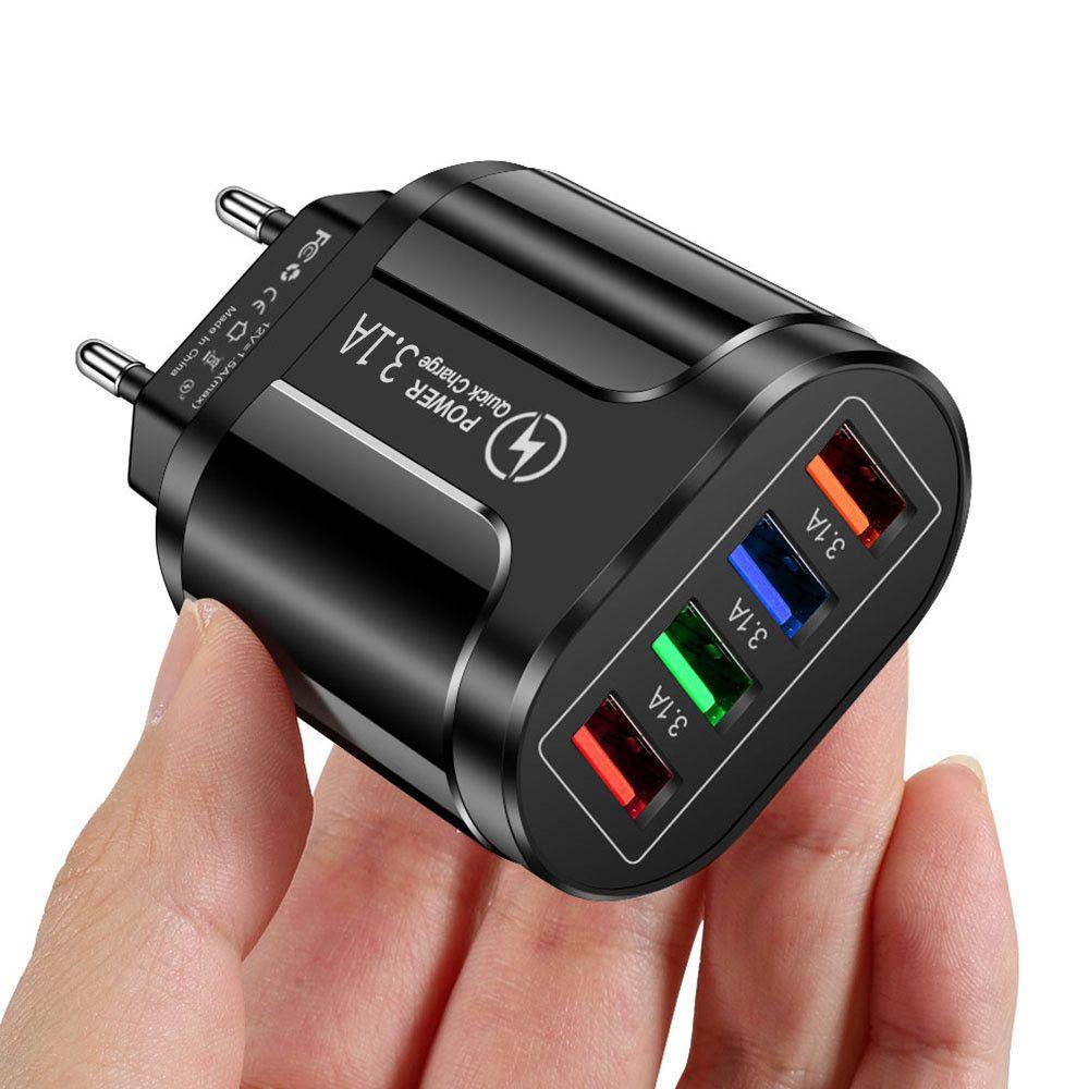 Travel 4 Ports UK EU US Plug Fast Quick Charger Power Supply USB Transformer Adapter