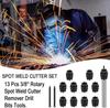 13pcs Spot Weld Cutter Set - 3/8 Inch Double Sided Rotary Spot Weld Remover Drill Bit for Power Drill Spot Welding