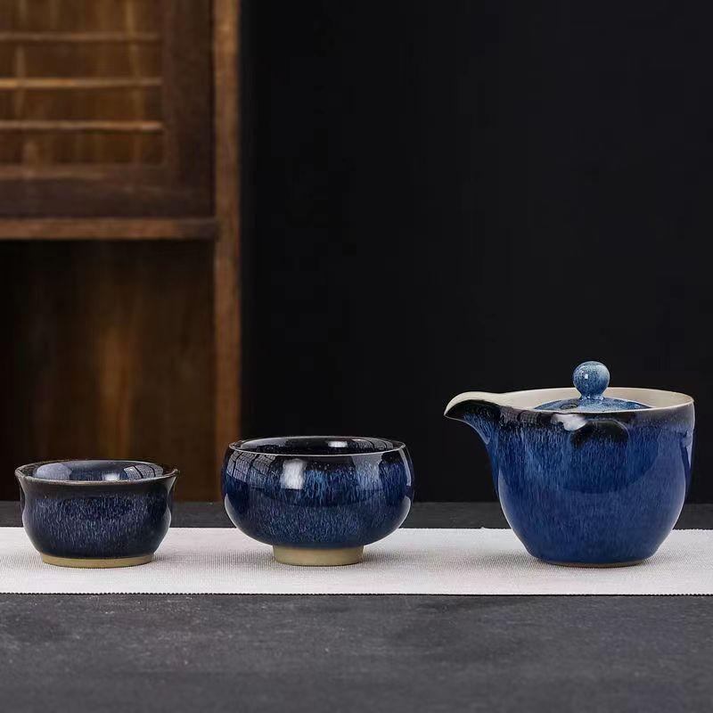 Ceramic Travel Tea Set 1 Teapot 2 Cups Coffee Cup Set Gaiwan Shu Puer Teapots To Boil Water Teaware Kettles Cups and Mugs Pot