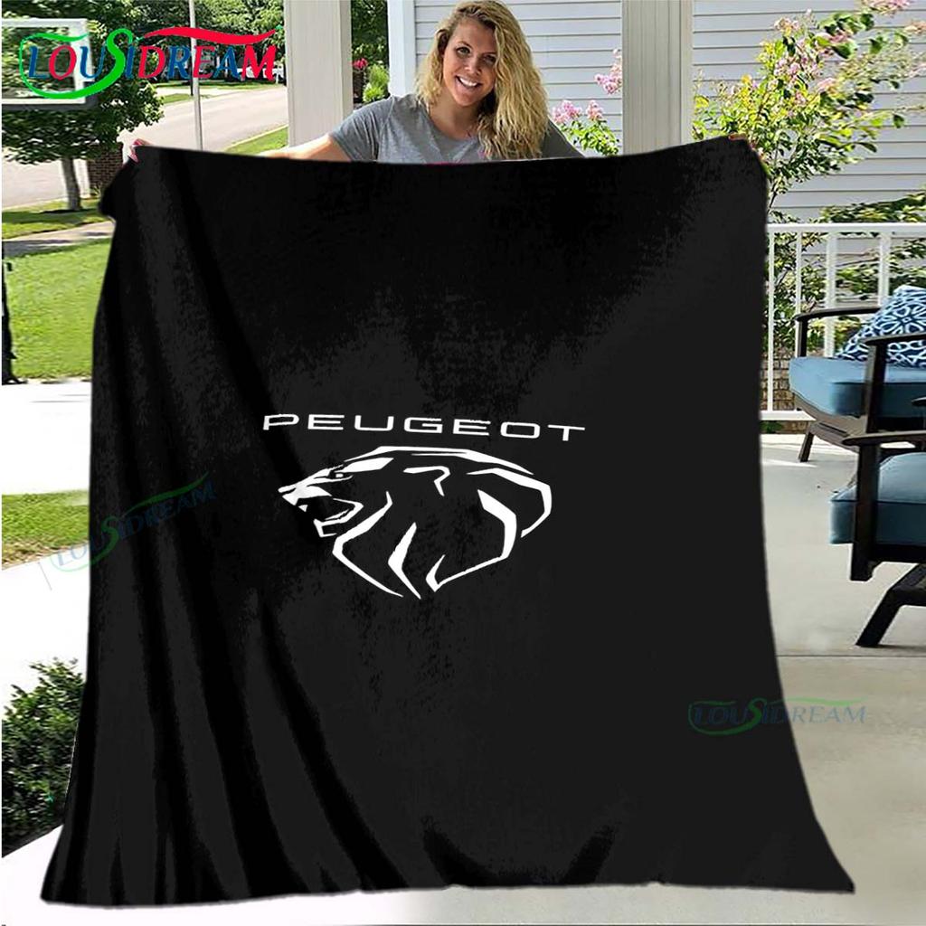 Fashion Car P-Peugeot Logo Blanket Flannel Throw Blanket For Home Bedroom Bed Sofa Picnic Office Hiking Leisure Nap Gift