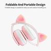 B39 Cute Cat Ear Headset Wireless BT5.0 Foldable Gaming Headphone with Flash RGB Lights Earphone TF
