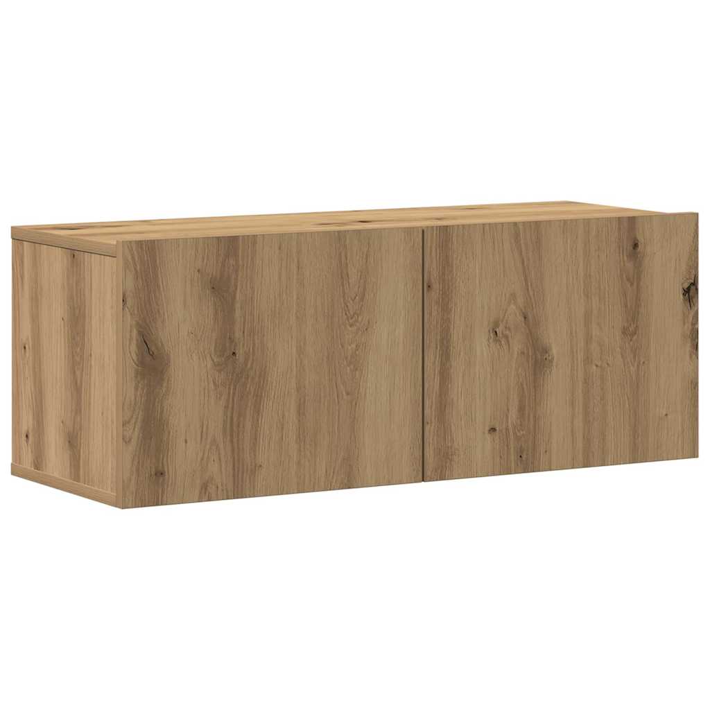 7 Piece Wall Mounted TV Cabinet Set Artisan Oak Finish Particleboard