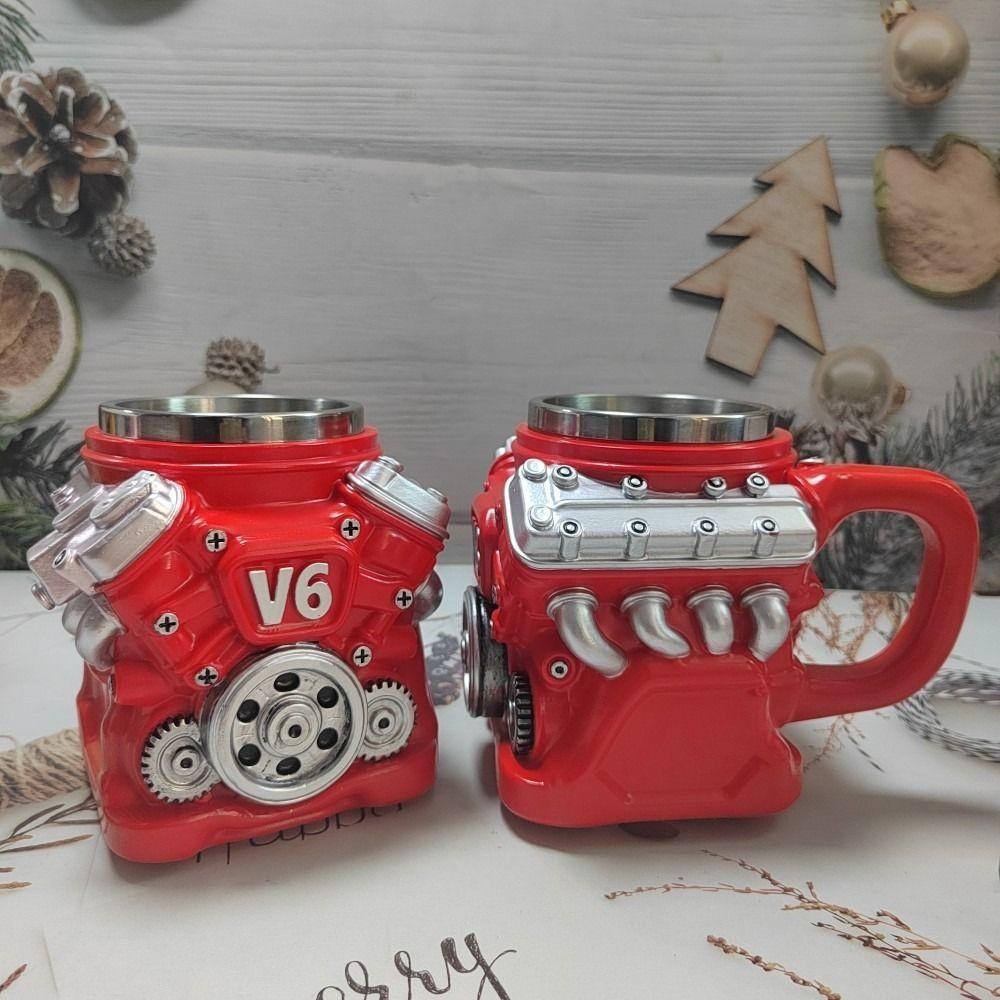 Retro V6 Engines Stainless Steel Cup Double Wall Insulation Car Mug  Gifts for Men and Boys