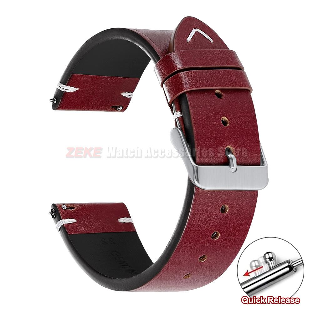 20mm 22mm for Omega Vintage Oil Wax Leather Watch Band 18mm 24mm Universal Stitching Cowhide Straps for Seiko Men Watch Bracelet