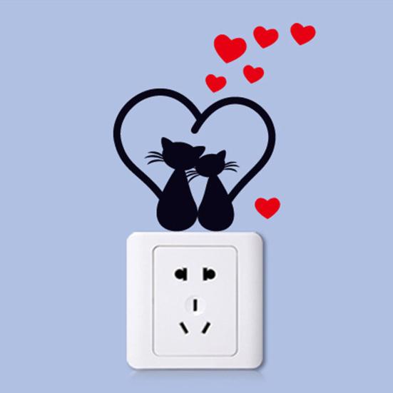 Съемный забавный кот сердце корова розетка выключатель света наклейка наклейки домашний декор стены