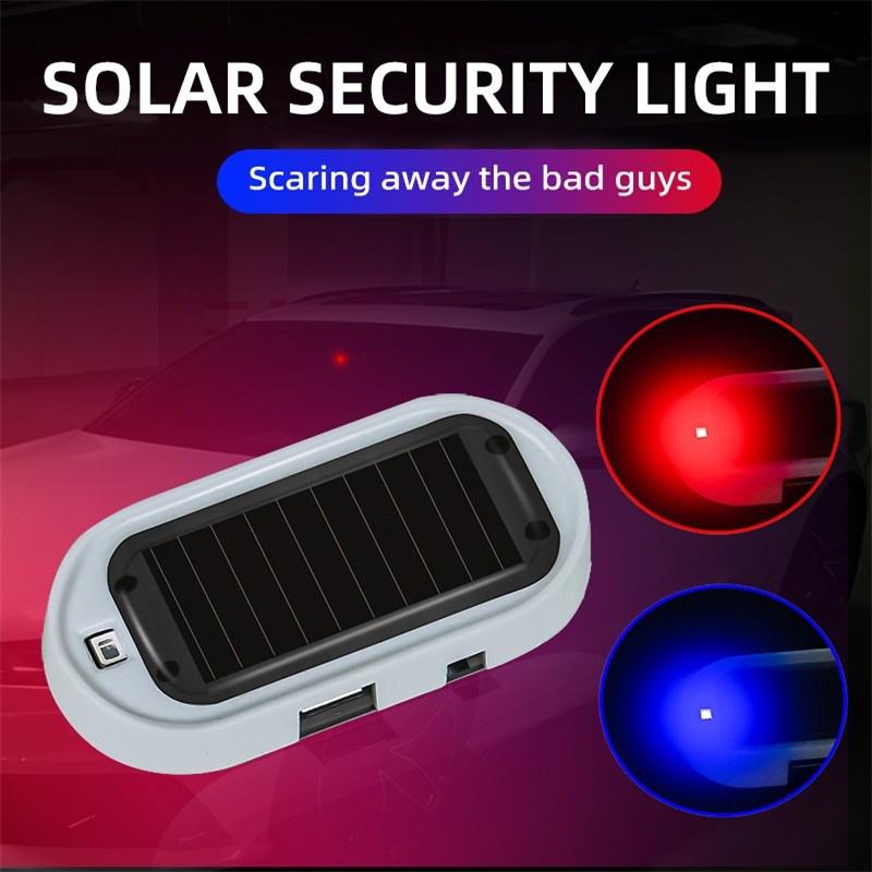 2 шт. светодиодный автомобильный фонарь безопасности на солнечных батареях, имитация сигнализации, беспроводное предупреждение, противоугонная лампа, мигающие имитационные огни