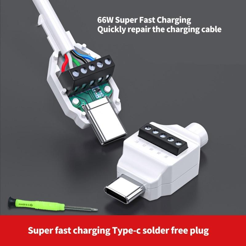 Разъем USB Type C (папа) на 5-контактный/4-контактный клеммный блок, без пайки, для быстрой проводки и ремонта устройств, поддерживает только зарядку 65 Вт