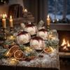 Lot de 4 boules Père noël 7 cm rouge