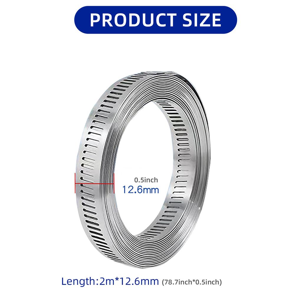 Хомут из нержавеющей стали Металлическая лента с 5 крепежами Регулируемые большие хомуты с червячным приводом для труб, воздуховодов