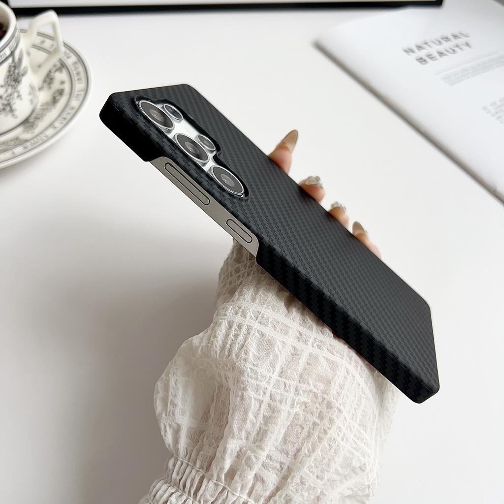 Ultra Thin Carbon Fiber Texture Case For Samsung Galaxy S22 S23 S24 S25 S26 Ultra Plus Black Blue Case Hard PC Phone Cover