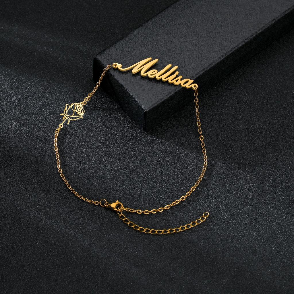 Atoztide индивидуальное имя, браслет с короной и сердцем, толстая цепочка для женщин, браслет из нержавеющей стали с цирконом и цветком, ювелирные изделия