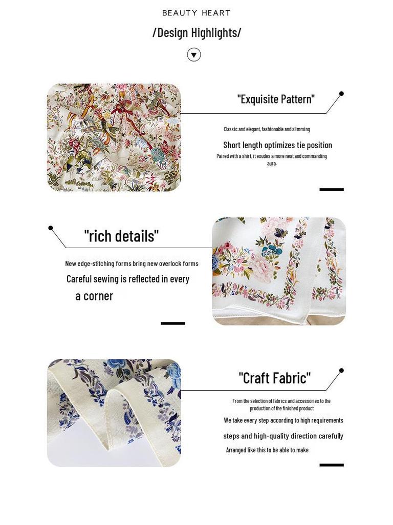 Korean Style Silk Square Scarf with Butterfly & Flower Print - Women's Fashion Accessory, Neck Tie, or Hair Scarf - Ideal Mother's Day Gift