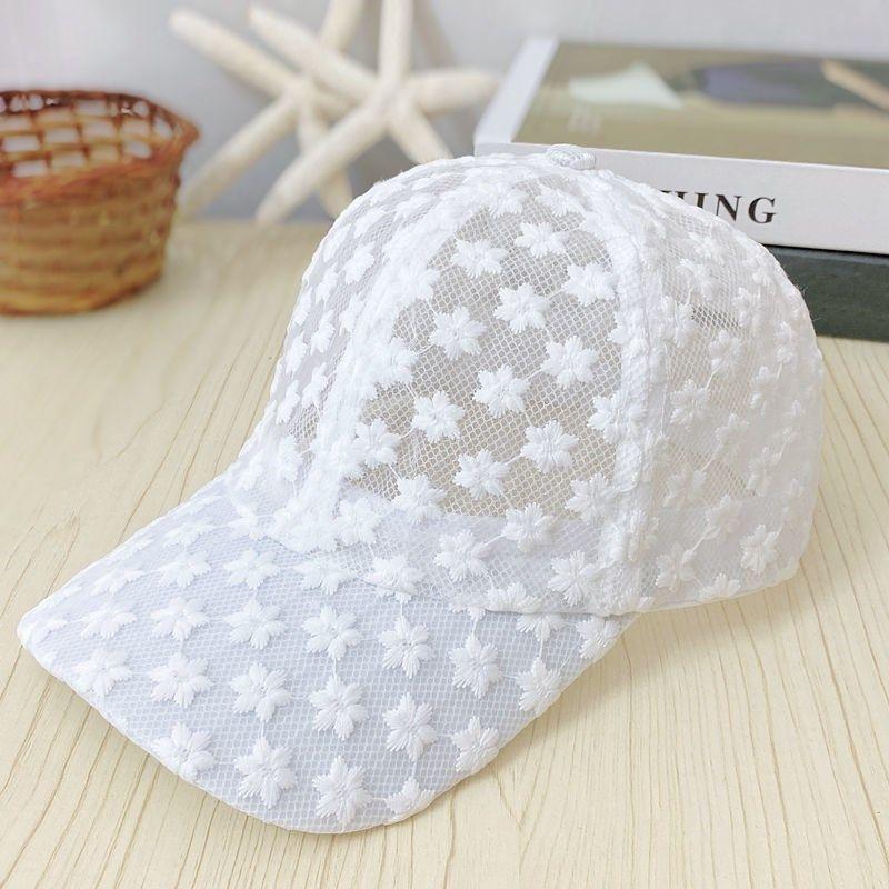 Летняя тонкая кружевная кепка женская вышитая цветочная сетчатая дышащая бейсболка корейская версия модный солнцезащитный козырек