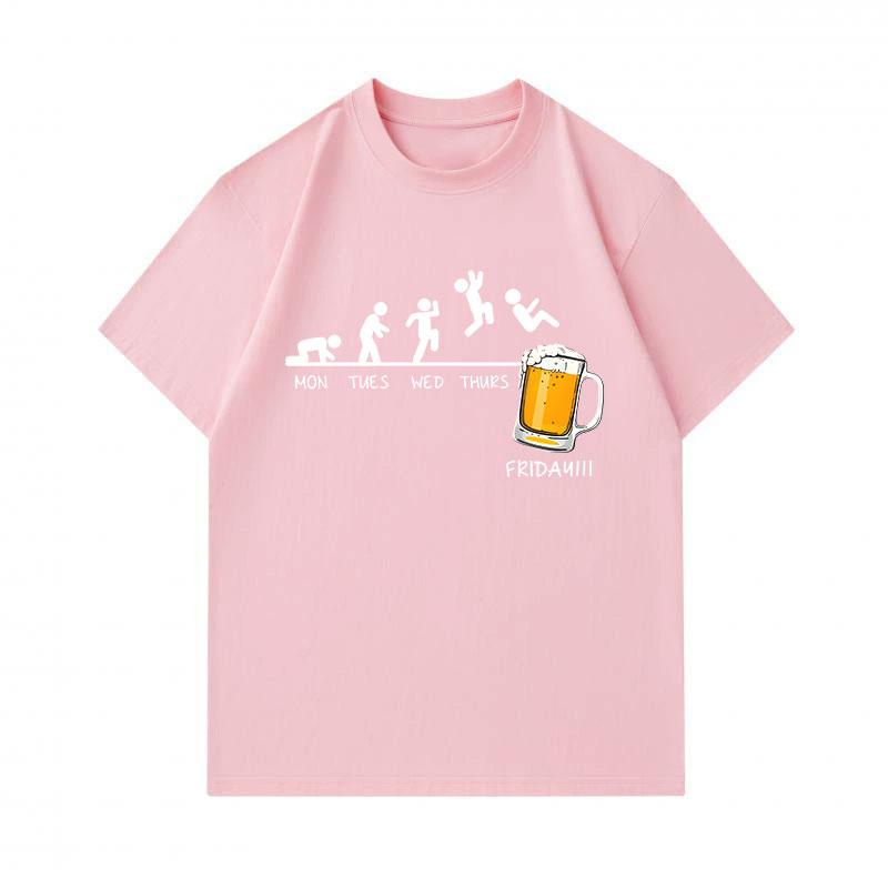 Men's 100% Cotton Crew Neck Short Sleeve T-Shirt, Funny Week To Friday Beer Graphic Casual Tee, Comfortable Breathable Lightweight Summer Top for Dail
