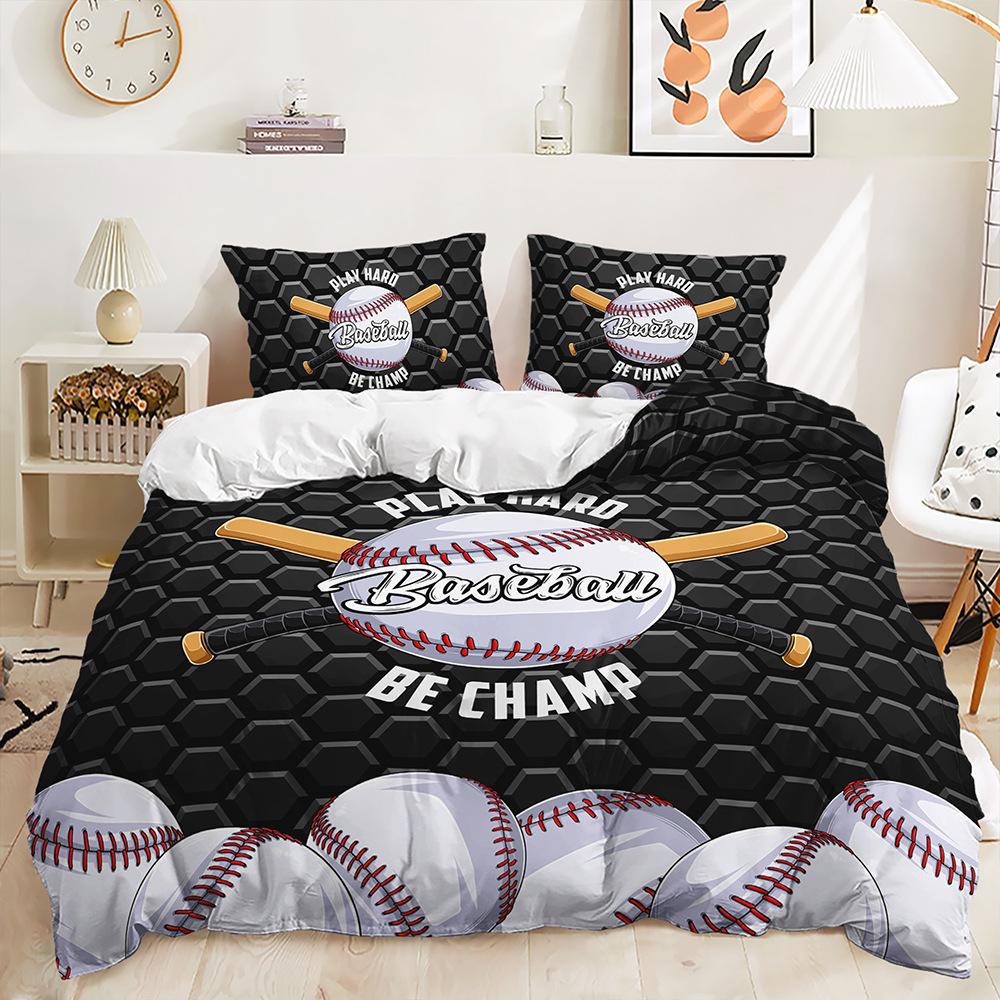 3D бейсбольный комплект постельного белья в спортивном стиле, пододеяльник, наволочка, 2/3 шт., мягкий домашний текстиль для комнаты для мальчиков, украшение для дома для спортсменов