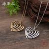 New Geometric Hollow Brushed Love Pendant, Women's Fashion High Sense Diamond Inlaid Heart Necklace