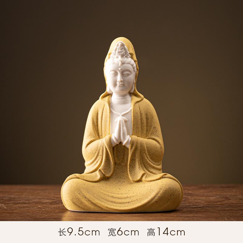 Китайская Гуаньинь Бодхисаттва для гостиной, статуя Будды, поклонение фоновому свету, украшение в стиле дзен