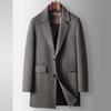 Мужское шерстяное пальто осень-зима средней и длинной длины с воротником-стойкой на гусином пуху, молодежное деловое двухстороннее шерстяное пальто Tide