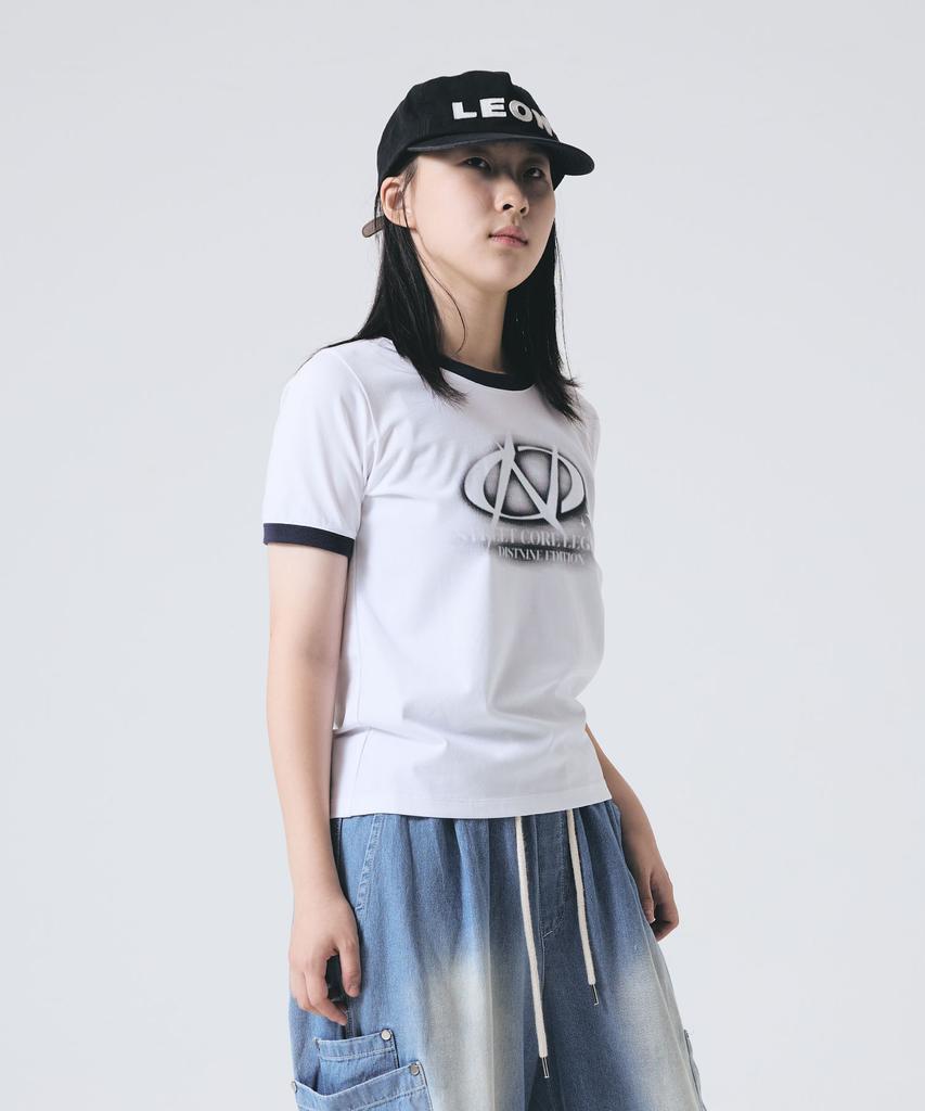 DISTN9NE Oval Logo Slim Ringer Short Sleeve T-Shirt Lq3Tf609_White