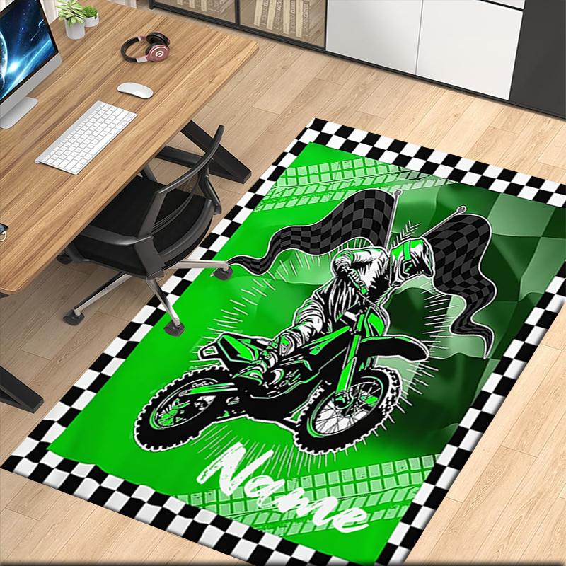 Custom Name off-road motorcycles Printed Carpet, for Office Chair Living Room Bedroom Kitchen Room Decor Gifts.
